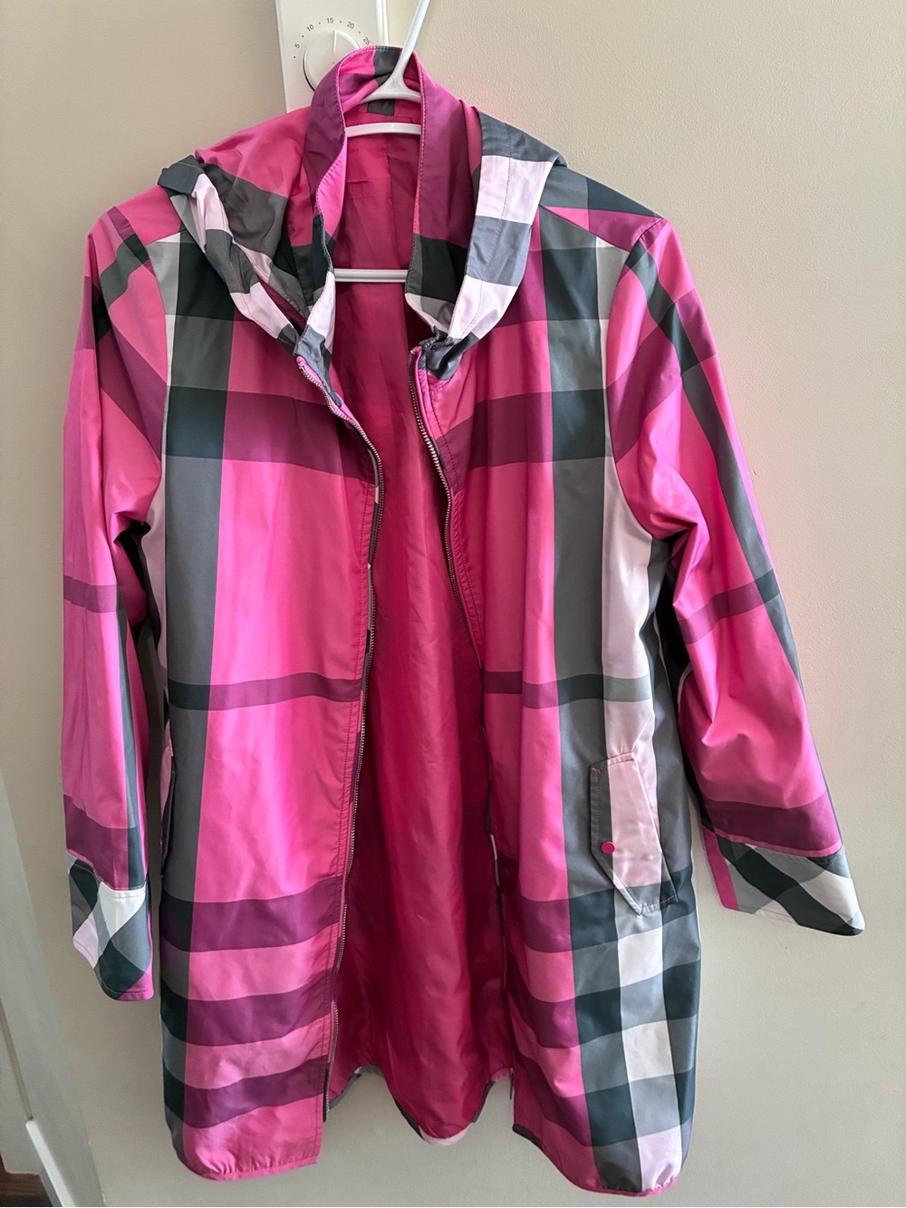 Plaid rain jacket
